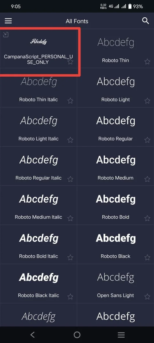 custom font use in alight motion