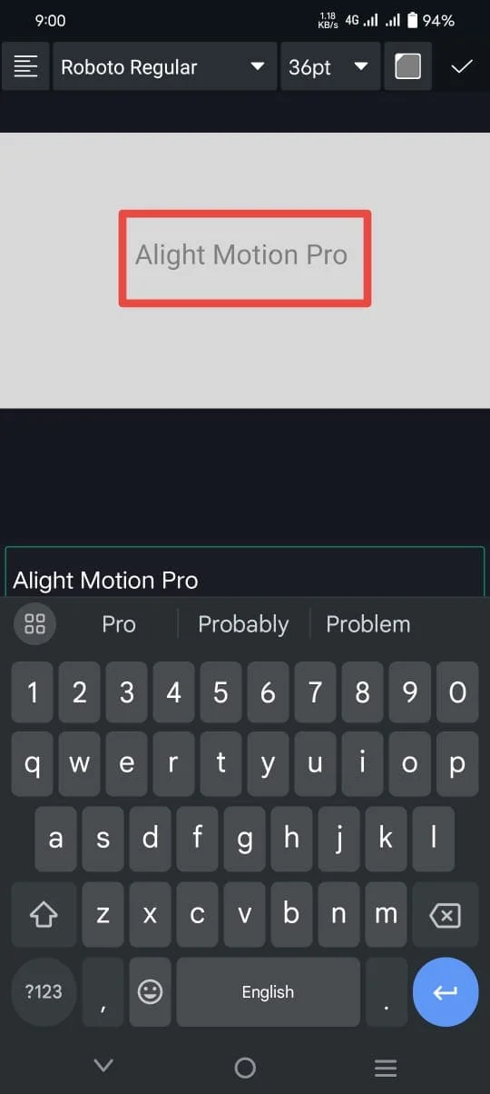 Add text in alight motion