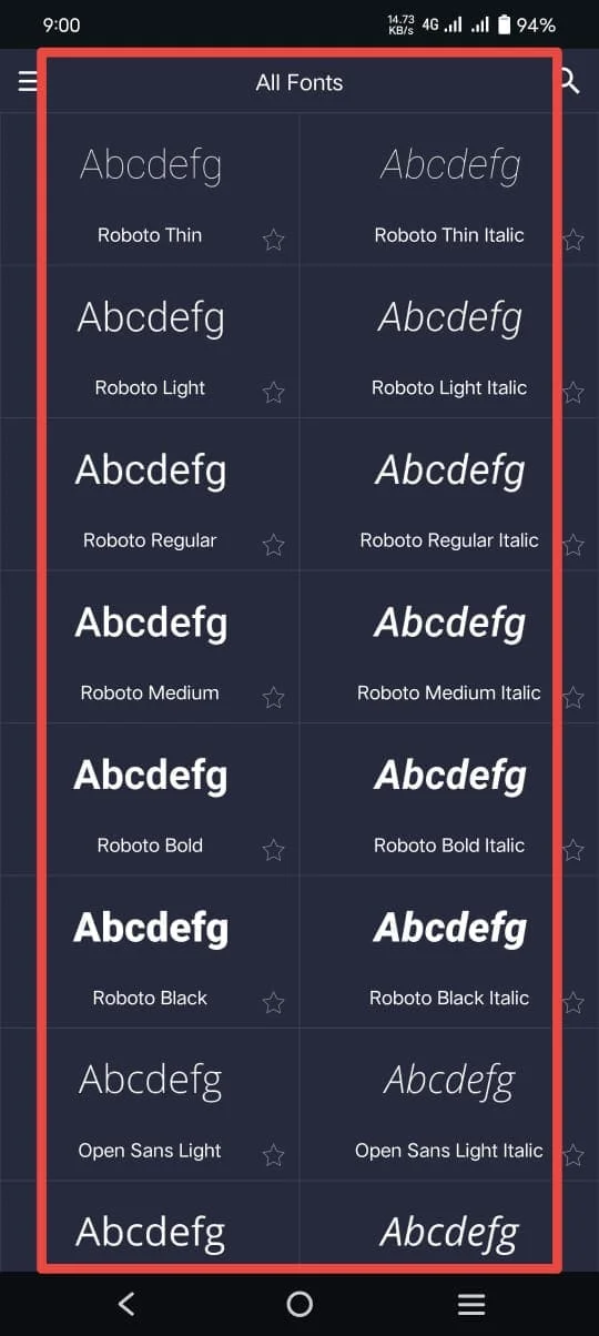 Alight Motion Fonts within the app